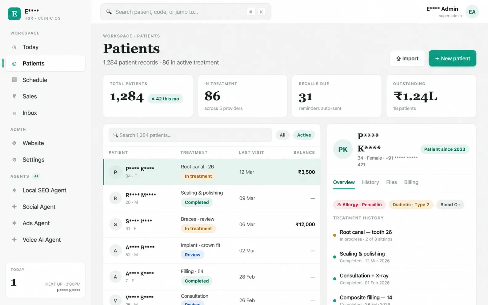 Dental OS · Patient records