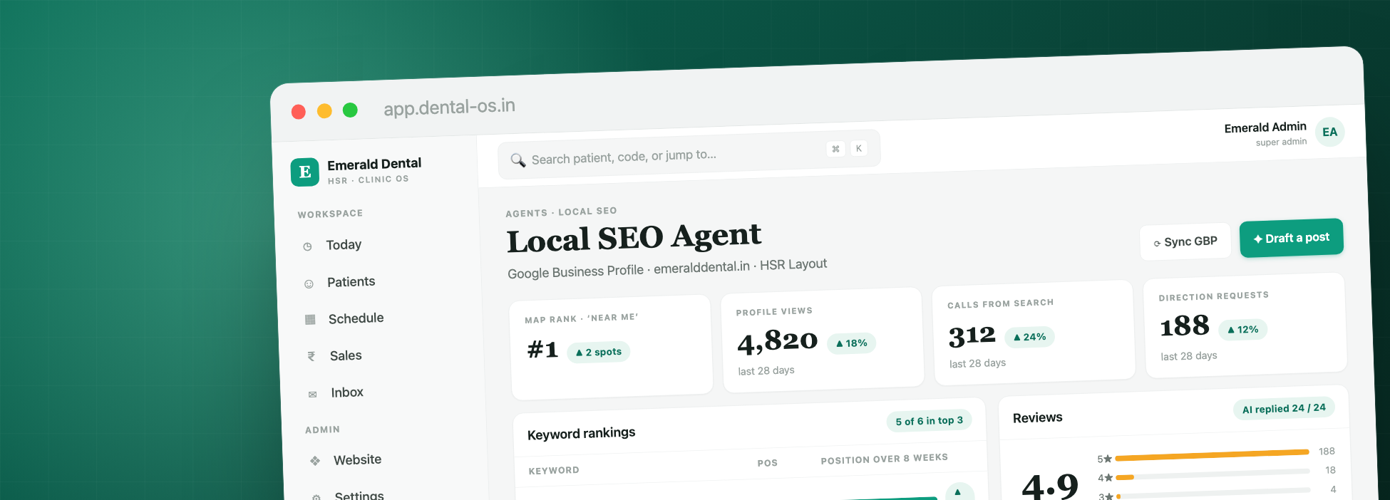 Dental OS — Local SEO screen