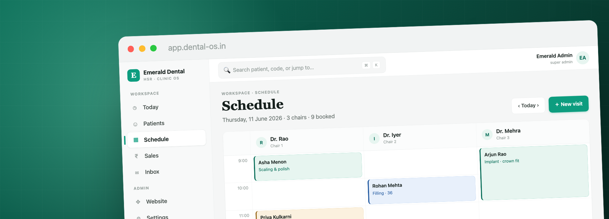 Dental OS — schedule & calendar