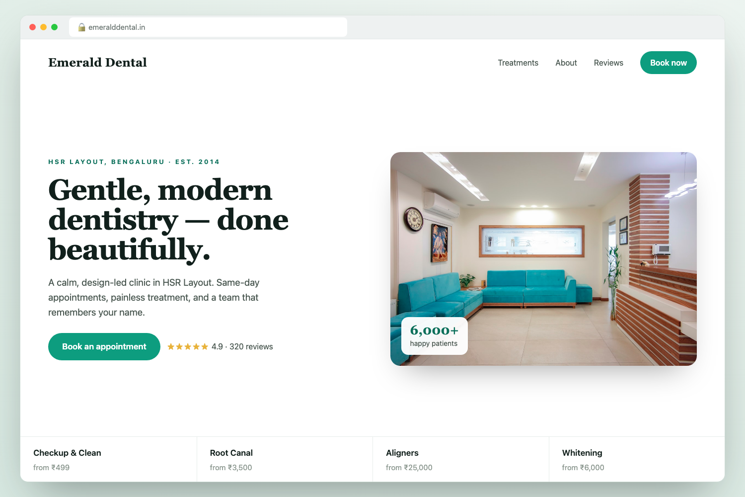 Dental OS — your clinic's bookable website