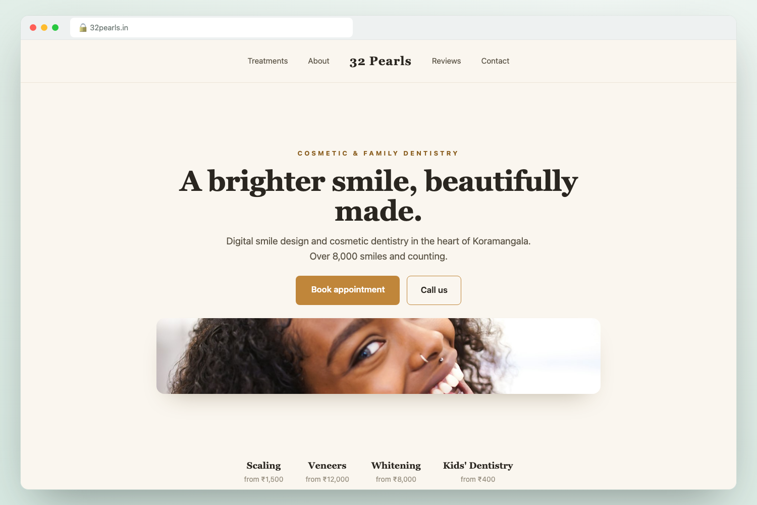 Premium dental website template — 32 Pearls