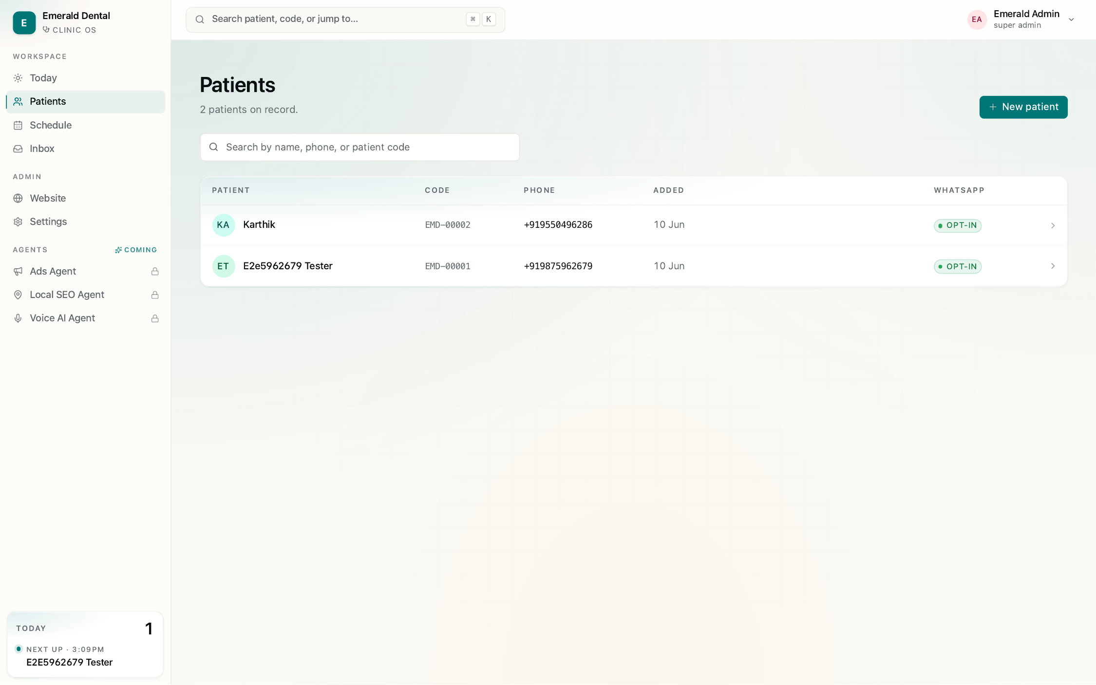 Dental OS — patient records