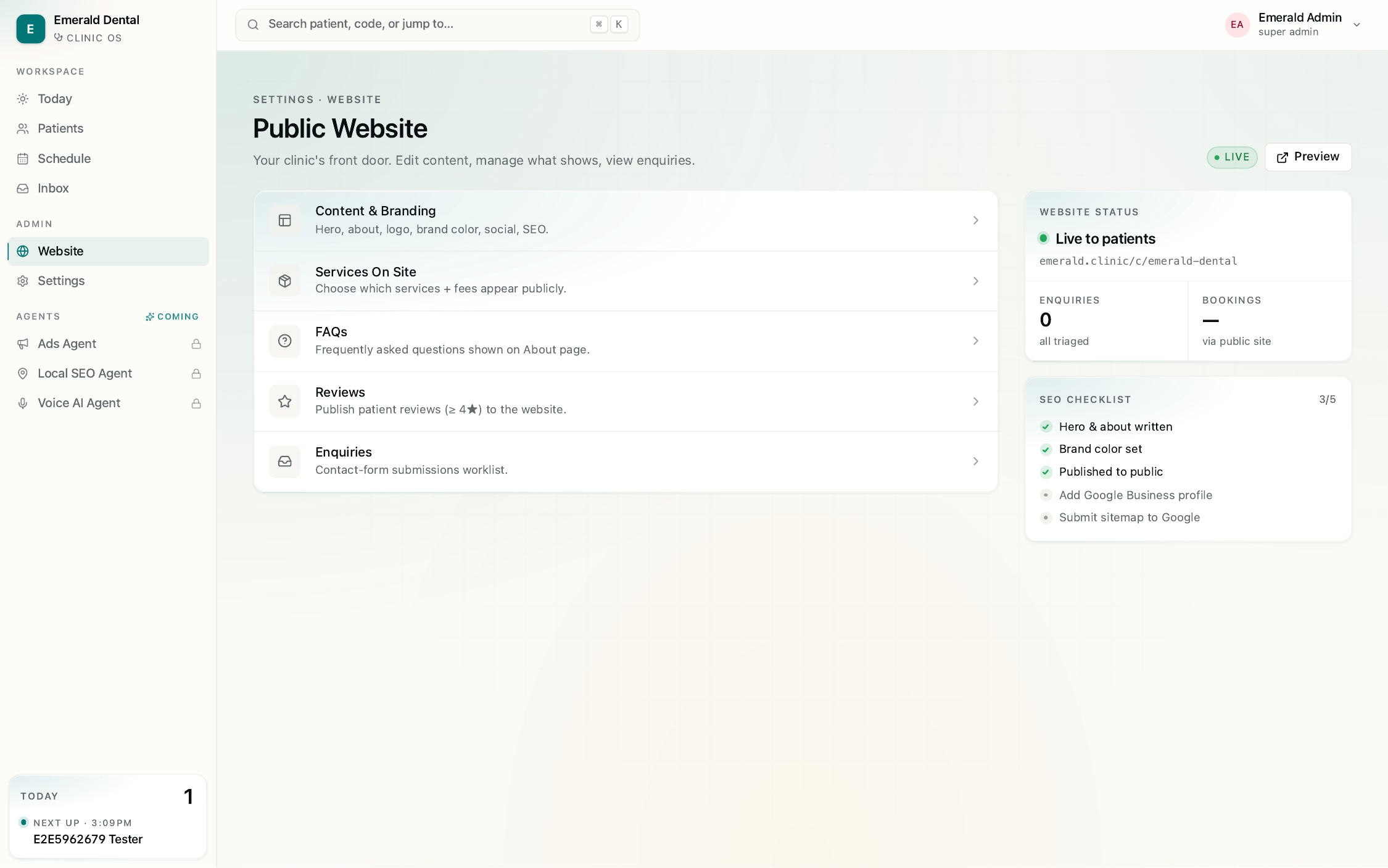 Dental OS — website manager